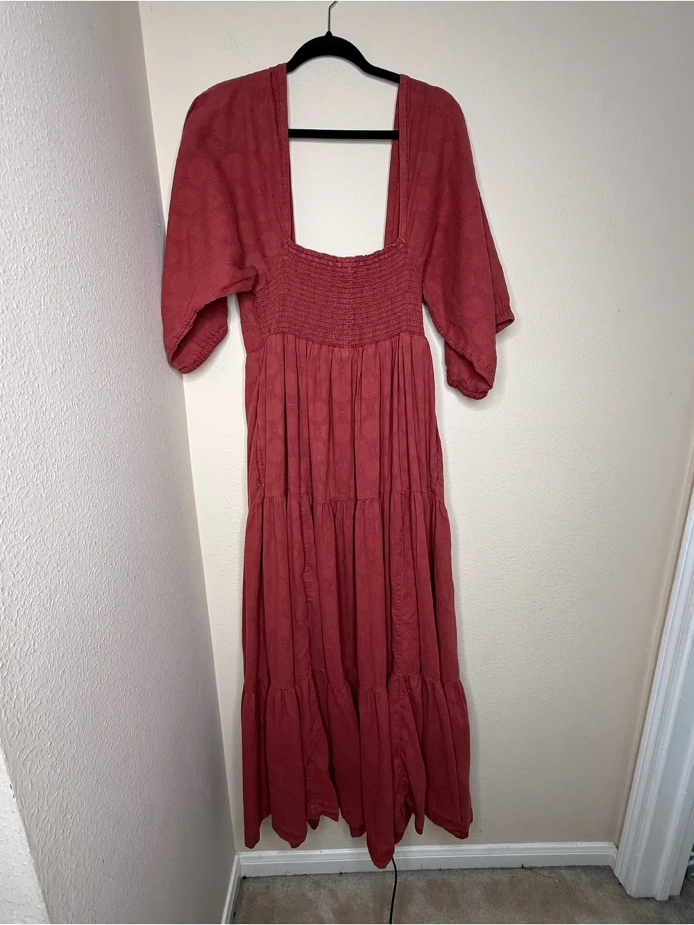 Anthropologie Burnt Orange Puff-Sleeve Maxi Dress - Picture 3 of 9